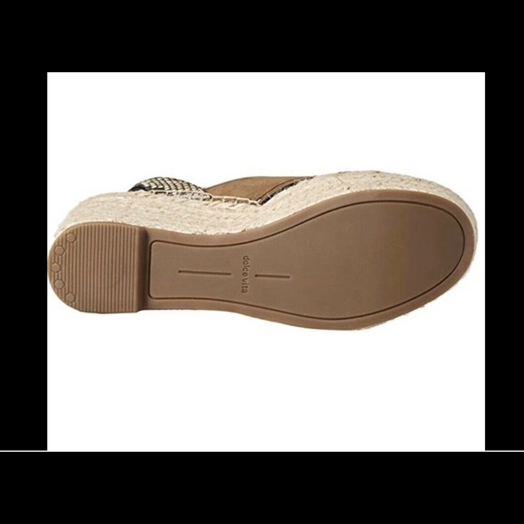 Dolce Vita Platform Wedges Sandals Nubuck Leather Olive/Snake 6.5 - Picture 6 of 8